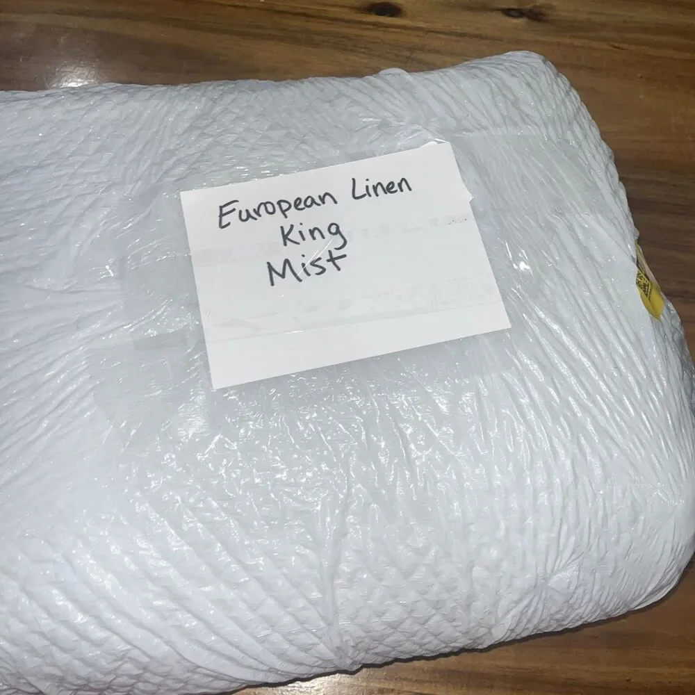 European Linen Double Flange Duvet Cover Set King/cal King Mist Msrp $215